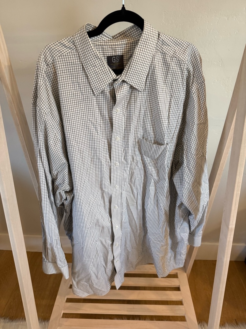 Men’s Black and White Checked Dress Shirt